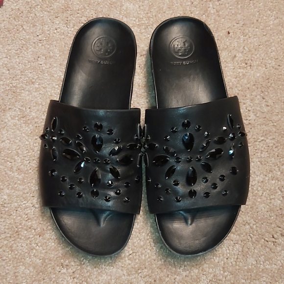 Tory Burch black Nappa leather Brae slide size 7 - Picture 2 of 7